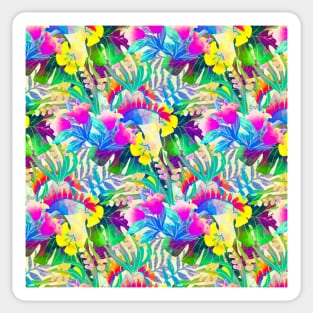 Bright Tropical Floral Print A Sticker